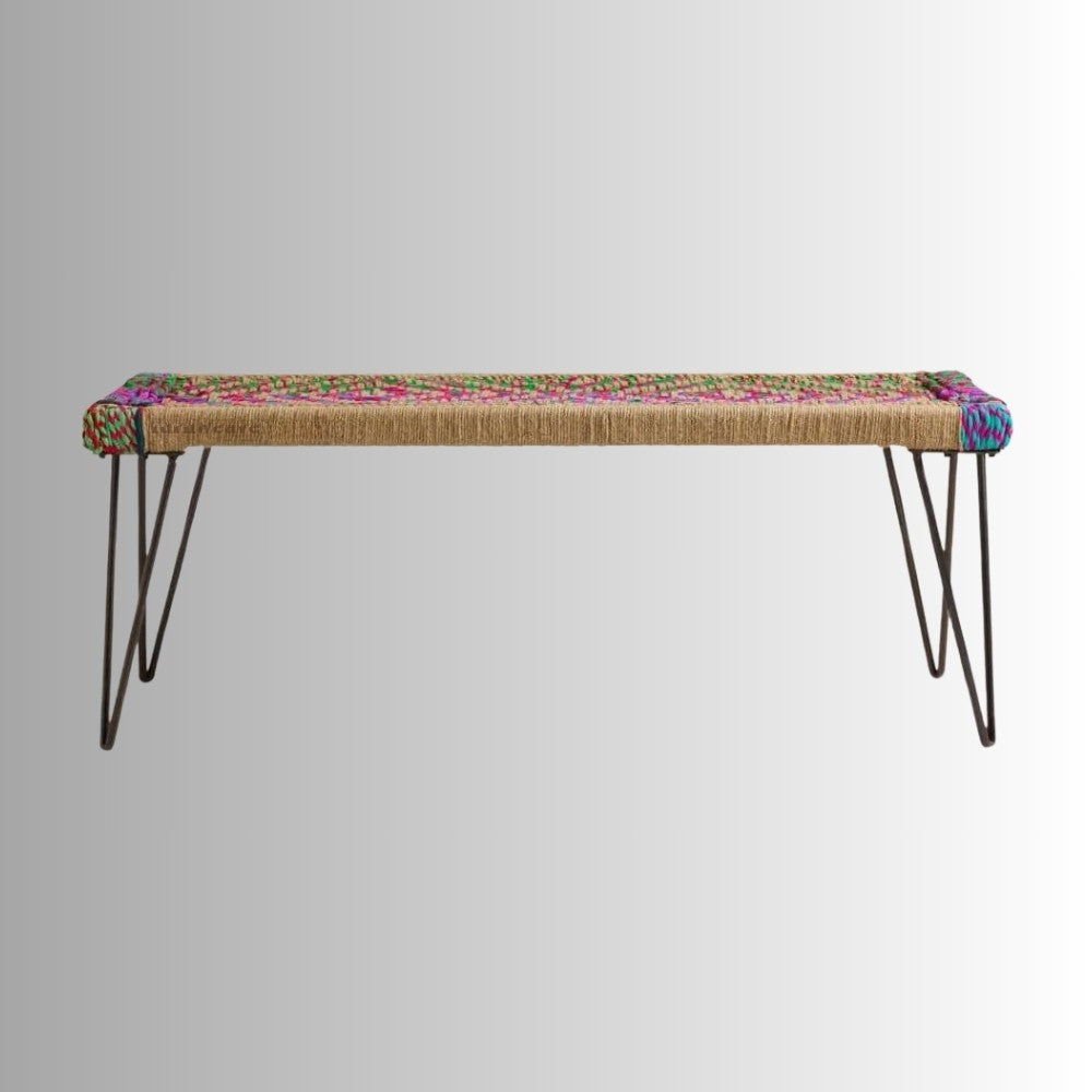 Noora Iron Multicolored Bench (Chindi Jute)