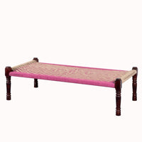 Rajasthani Wooden Khatiya Khaat (Jute and Pink)