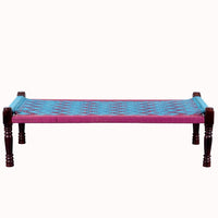 Rajasthani Wooden Khatiya Khaat (Pink and Light Blue)