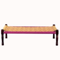 Rajasthani Wooden Khatiya Khaat (Yellow and Pink)