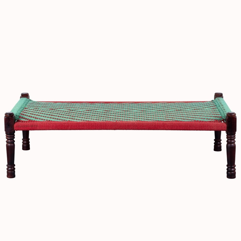 Rajasthani Wooden Khatiya Khaat (Green and Red)