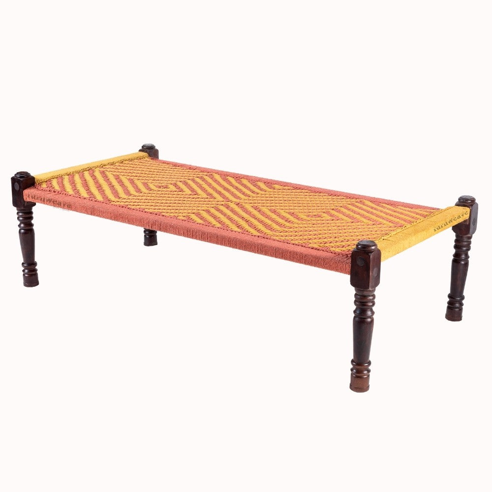 Rajasthani Wooden Khatiya Khaat (Orange Yellow)