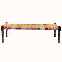 Rajasthani Wooden Khatiya Khaat (Yellow and Multicolor)