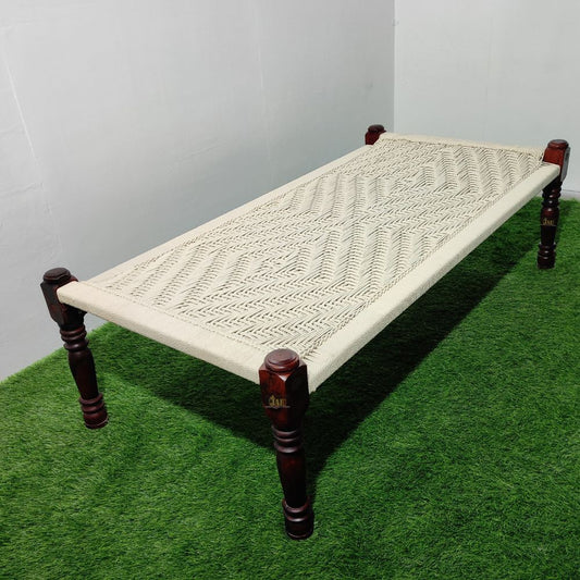 Rajasthani Wooden Khatiya Khaat (White)