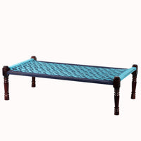 Rajasthani Wooden Khatiya Khaat (Blue Green)