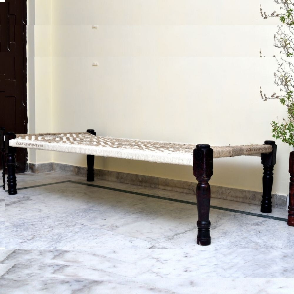 Rajasthani Wooden Khatiya Khaat (White Jute)