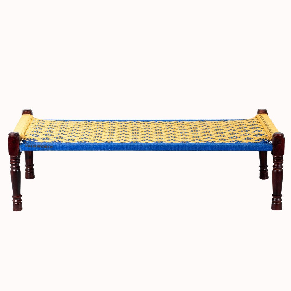 Rajasthani Wooden Khatiya Khaat (Yellow Blue)