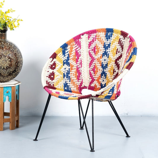 Gram Handwoven Chair in Cotton Rope (Colorful)