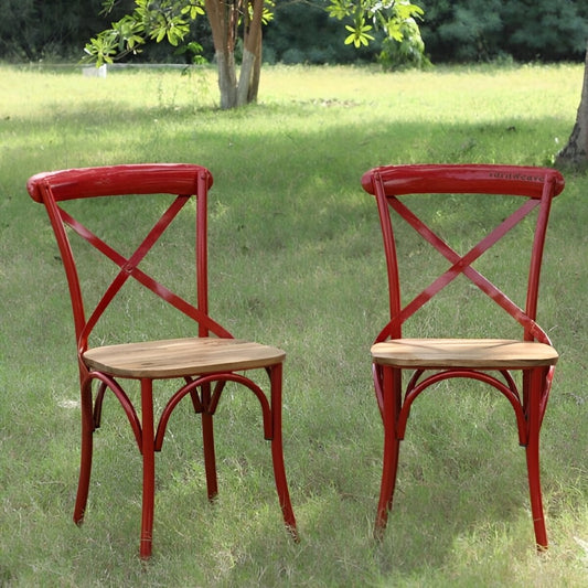 Gage Metal Garden Chairs Set of Two (Red)