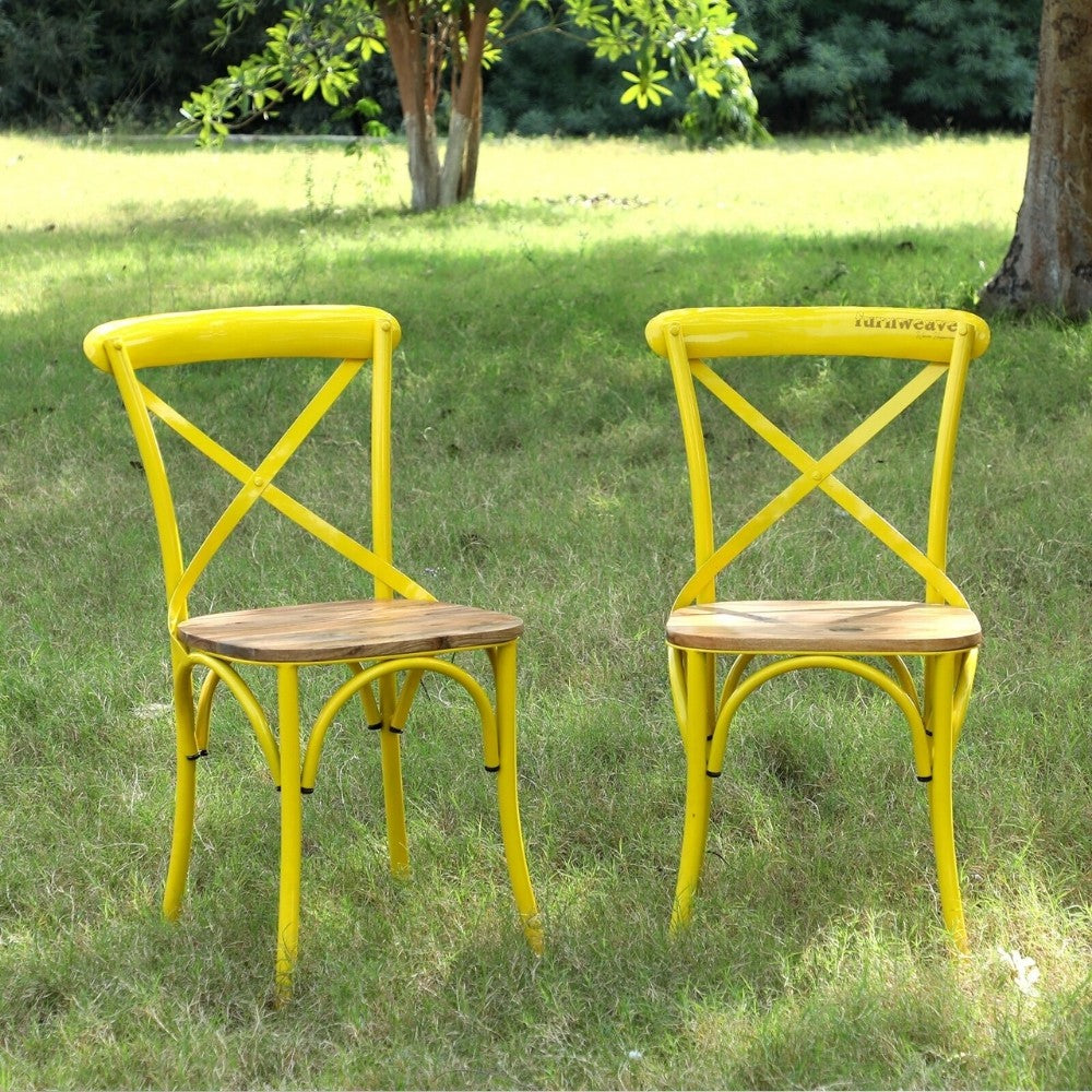 Gage Metal Garden Chairs Set of Two (Yellow)