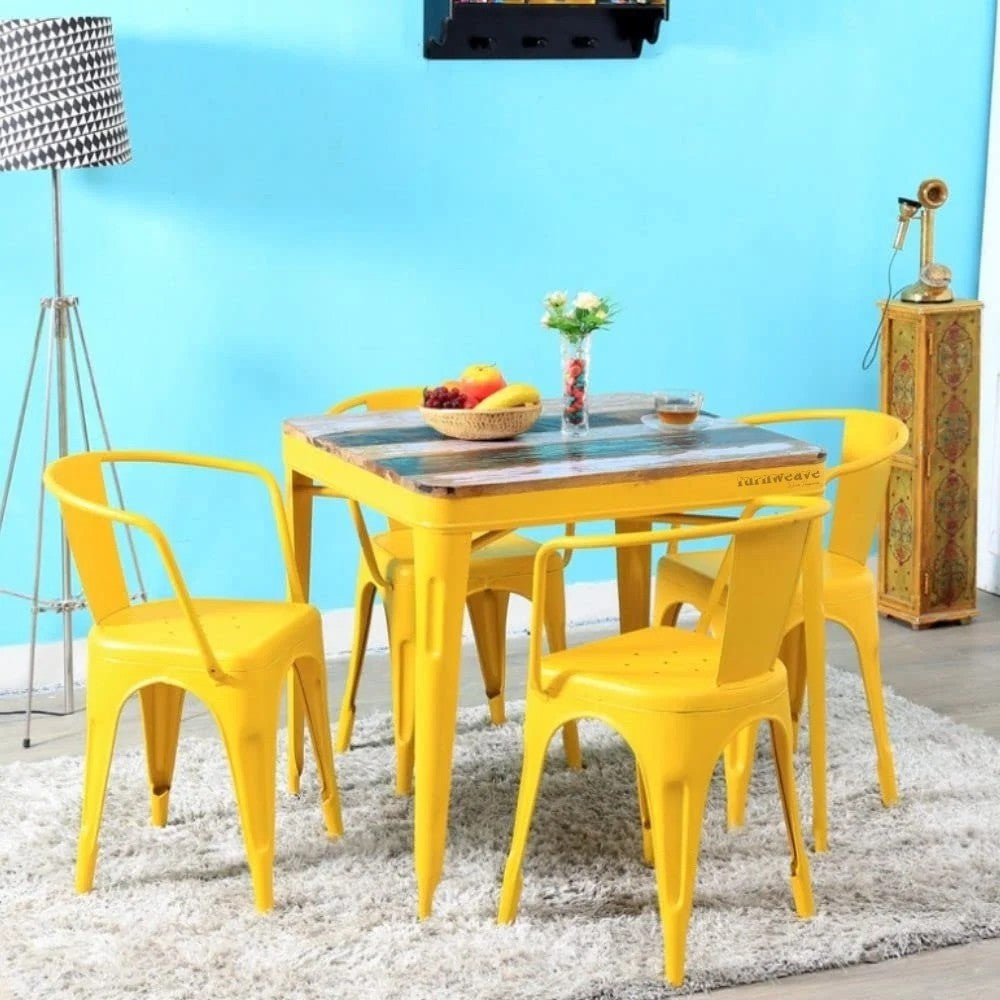 Hube Patio Outdoor Chair and Table (Yellow)