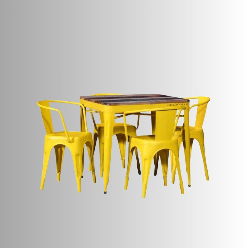 Hube Patio Outdoor Chair and Table (Yellow)