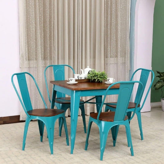 Liva Metal Powder Coated Chair and Table (Blue)