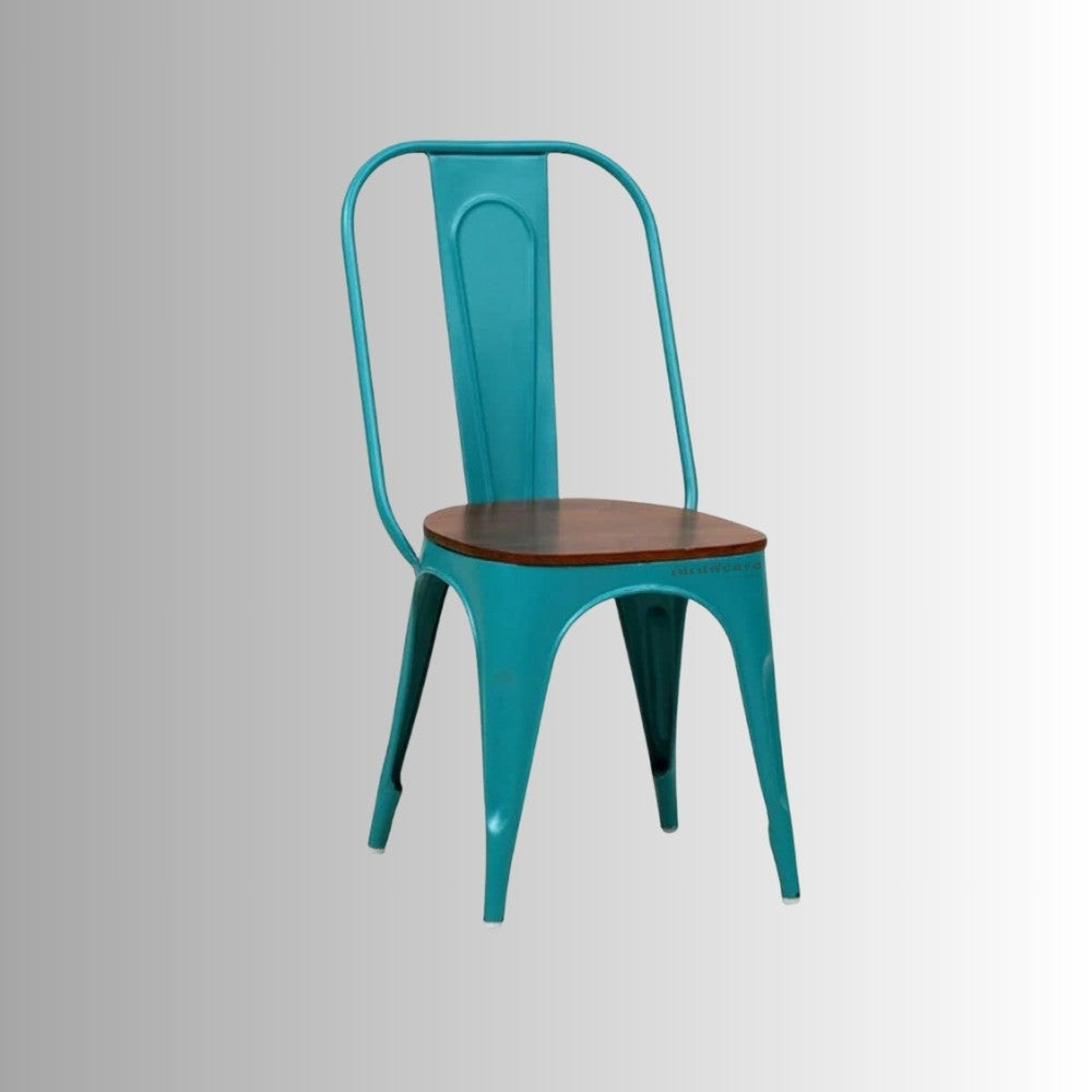 Liva Metal Powder Coated Chair and Table (Blue)