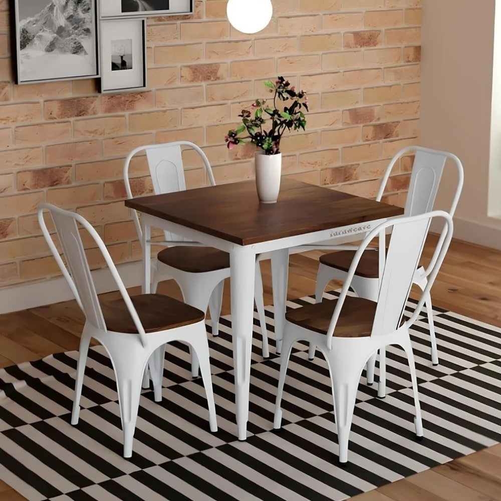 Liva Metal Powder Coated Chair and Table (White)