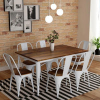 Liva Metal Powder Coated Chair and Table 6 Seater (White)