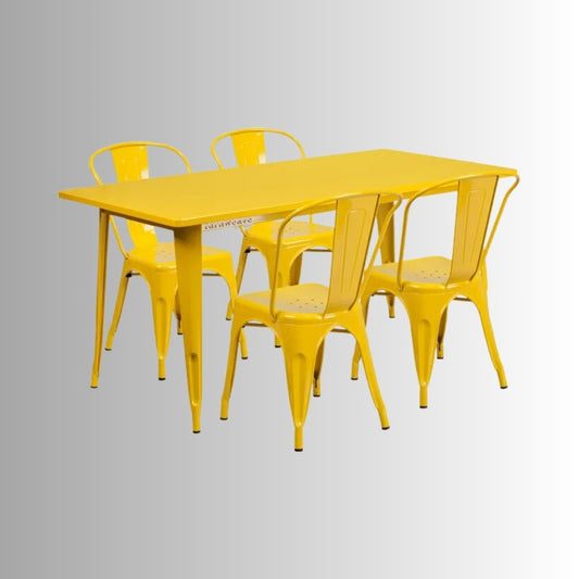 Rovel Metal Chair and Table Set 6 Seater (Yellow)