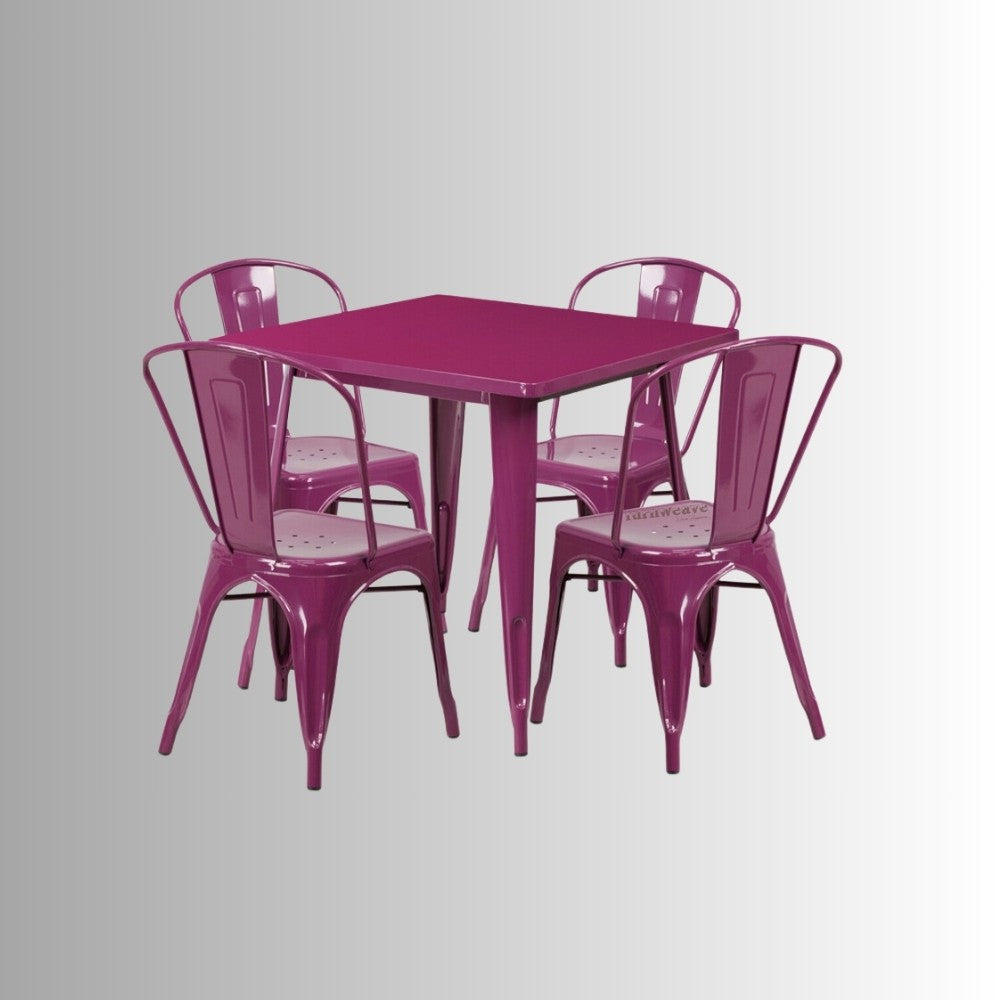 Rovel Metal Chair and Table Set 4 Seater (Purple)