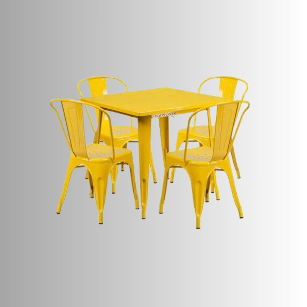 Rovel Metal Chair and Table Set 4 Seater (Yellow)