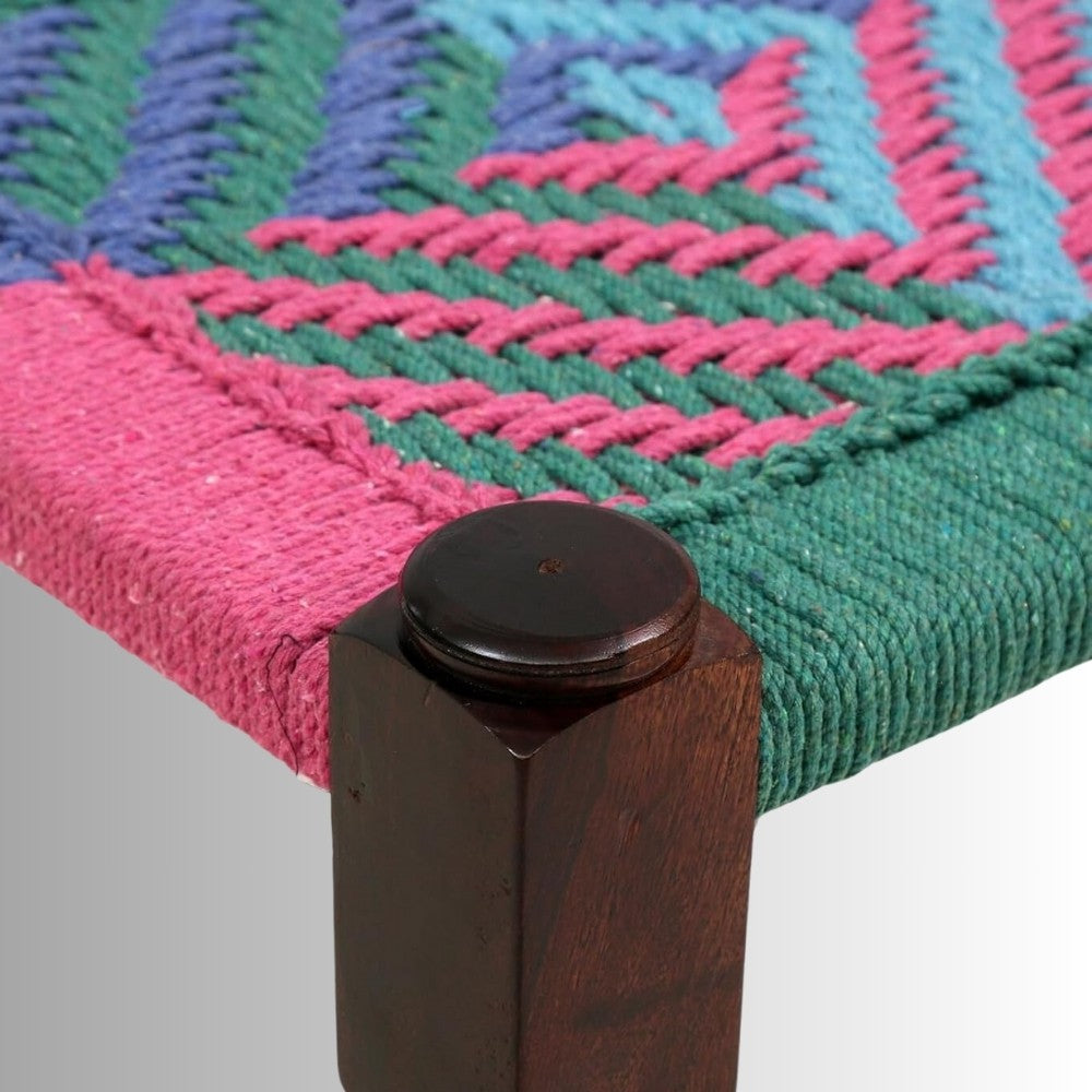 Uva Wooden Woven Seating Stools Pidha (Colorful) Set of Two