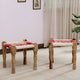 Uva Wooden Woven Seating Stools Pidha in Natural Finish (Colorful) Set of Two