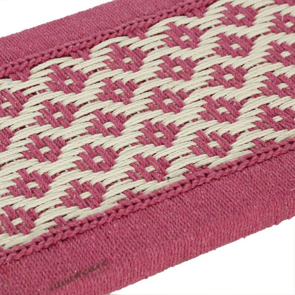 Furnweave Handwoven Wooden Bench Pink and White by Furnweave