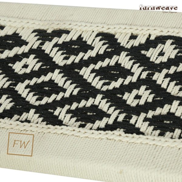 Furnweave Handwoven Set of Two Stools and Bench Black and White by Furnweave