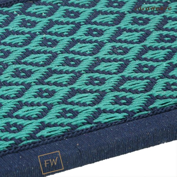 Furnweave Wooden Handwoven Charpai Blue and Green by Furnweave