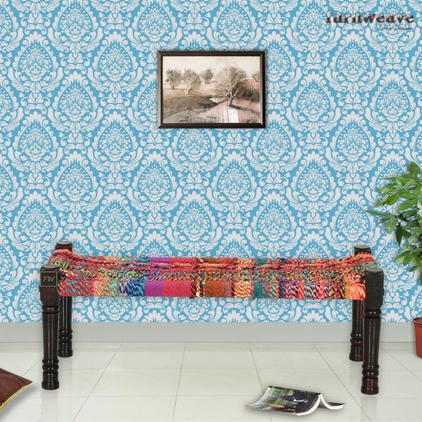 Furnweave Handwoven Wooden Bench Rangana - Multicolor by Furnweave