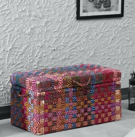 Furnweave Handwoven Storage Blanket and Laundry Box | Cotton Rope | Traditional Rajasthani | Woven Blanket Box - Laundry Basket | Multicolor by Furnweave
