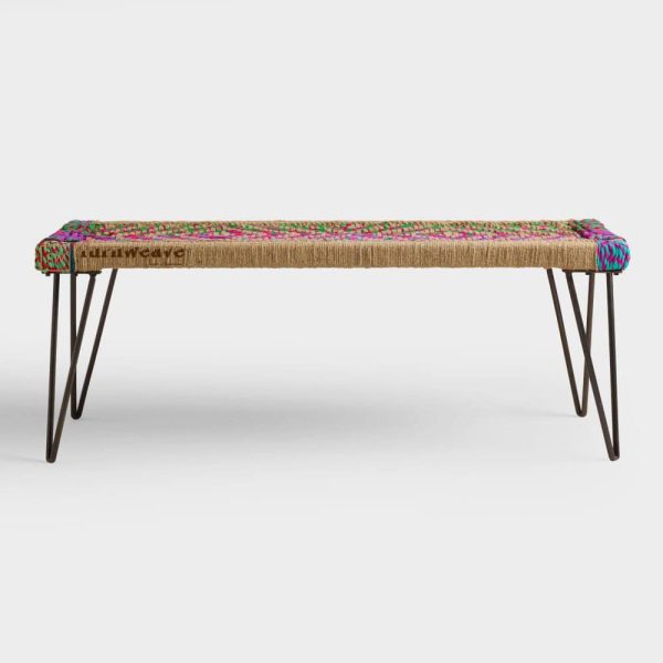Multi-Coloured Handcrafted Woven Bench by Furnweave