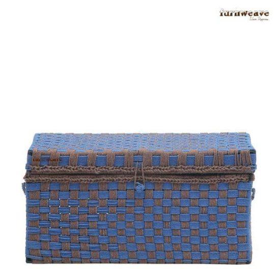 Buy Blue and Brown Handwoven Storage Box Online - Furnweave
