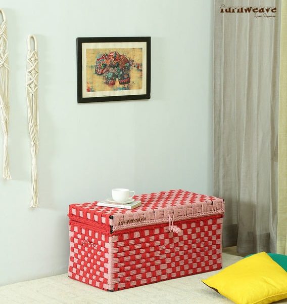 Buy Storage Box of Red and Pink Color Online - Furnweave
