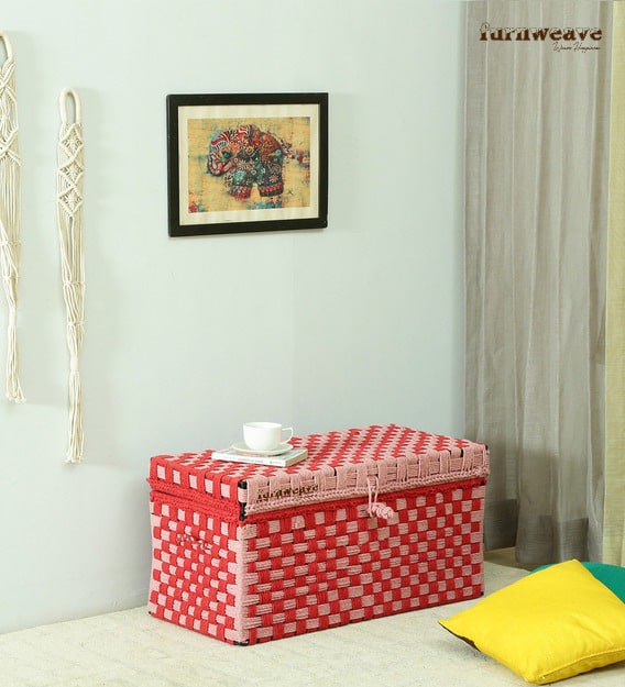 Buy Storage Box of Red and Pink Color Online - Furnweave