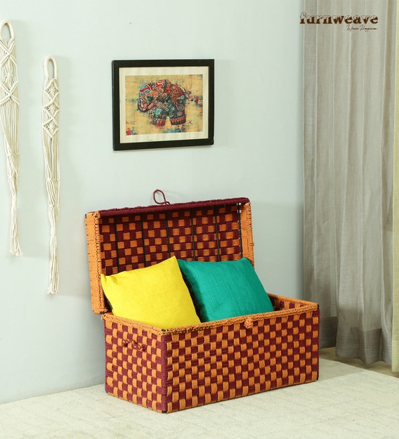 Buy Traditional Rajasthani Woven Trunk - Woven Multipurpose Storage Box Online - Furnweave