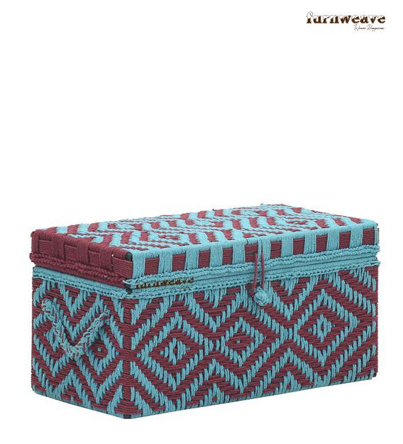 Buy Blanket Box of Maroon and Cyan Color Online - Furnweave