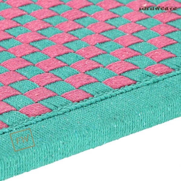Furnweave Wooden Handwoven Charpai Green and Pink by Furnweave