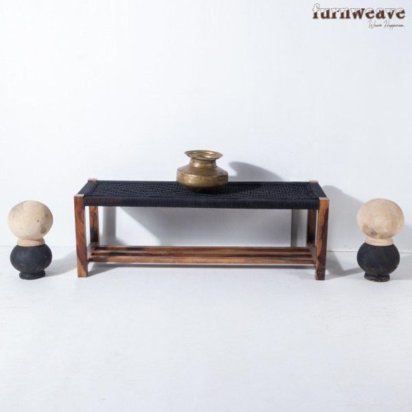 Buy Black Rope Wooden Bench | Woven Bench Online | Woven Furniture Online | Furnweave