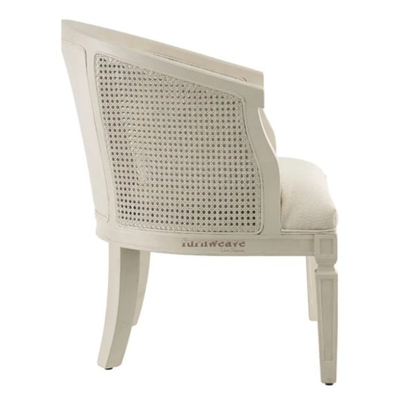 Nimit Wooden Upholstered Arm Chair (White Distress) by Furnweave