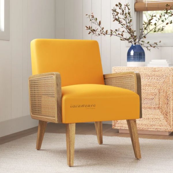 Buy Yellow Aaina Wooden Rattan Solid Wood Chair - Furnweave