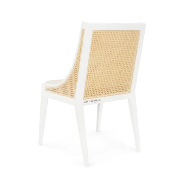 Diya Wooden Cane Rattan Dining Chair (White) by Furnweave