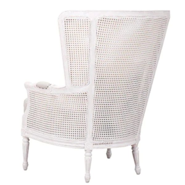 Sairen Wooden Rattan Wingback Accent Chair (White Distress) by Furnweave