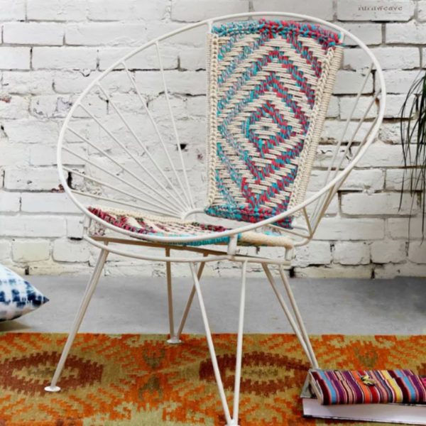 Lohe Metal Handwoven Multicoloured Chair by Furnweave
