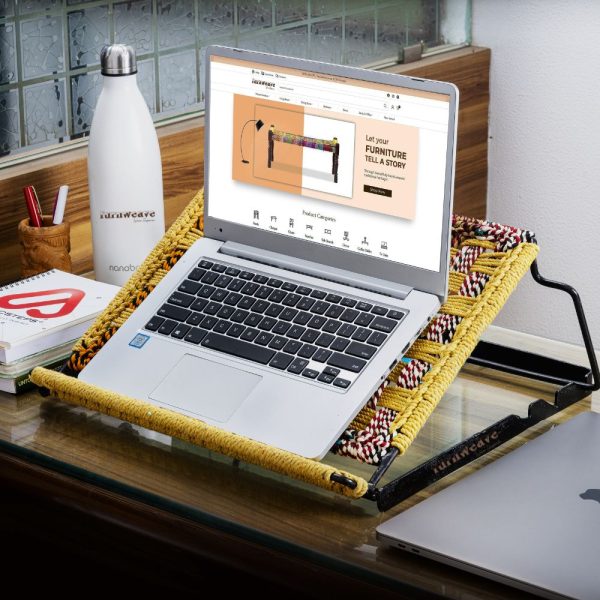 Buy Yellow Laptop Stand for Table-Sketa Handwoven Laptops Stand-Furnweave
