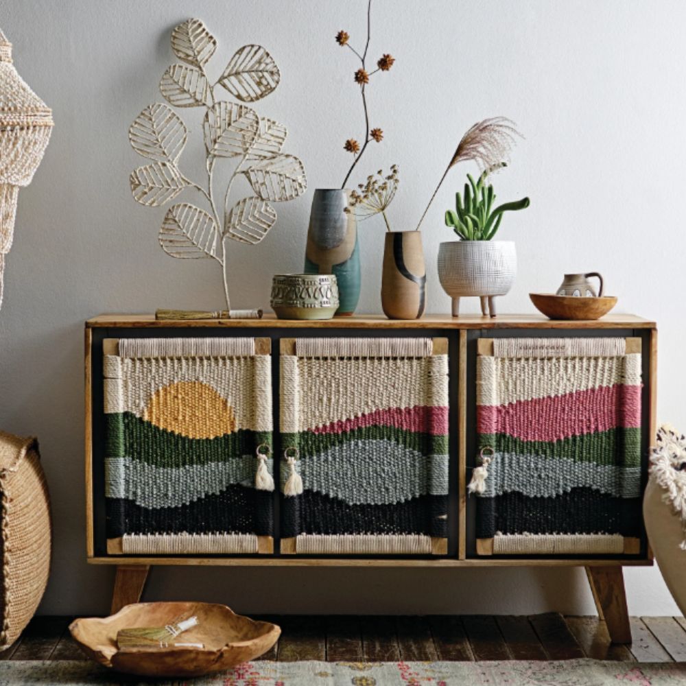 Bunai Handwoven Sideboard | Cotton Rope | Storage Cabinet for Home - Furnweave