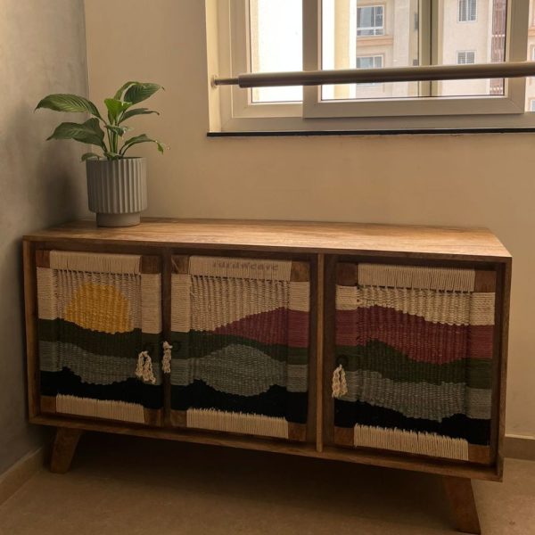 Bunai Handwoven Sideboard | Cotton Rope | Storage Cabinet for Home by Furnweave