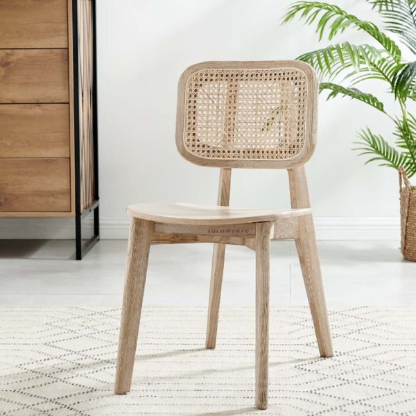 Buy Saksha Wooden Rattan Cane Dining Chair (Natural) Online-Furnweave