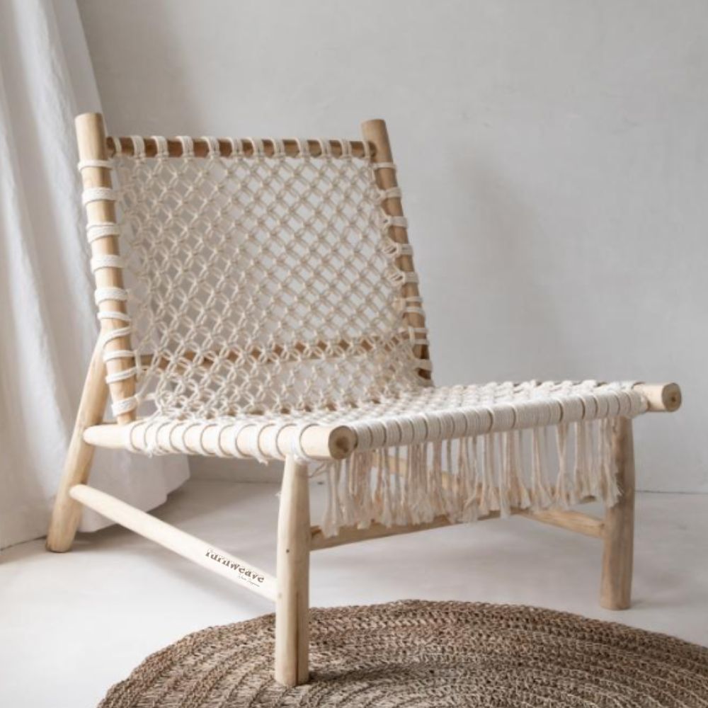 Veera Wooden Handwoven Rope Chair -Furnweave