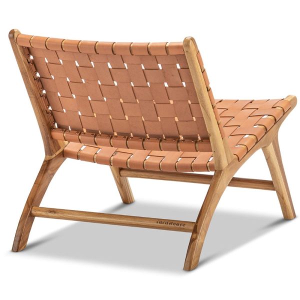 Tulipa Wooden Handwoven leather Chair (Natural ) by Furnweave