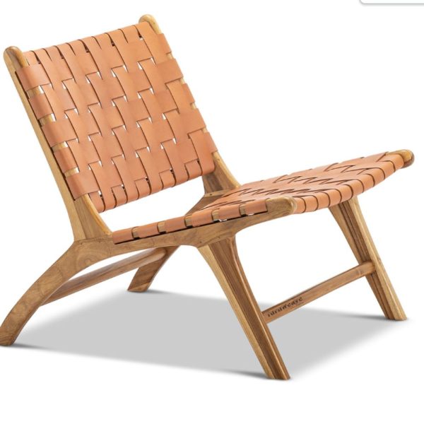 Tulipa Wooden Handwoven leather Chair (Natural ) Online- Furnweave